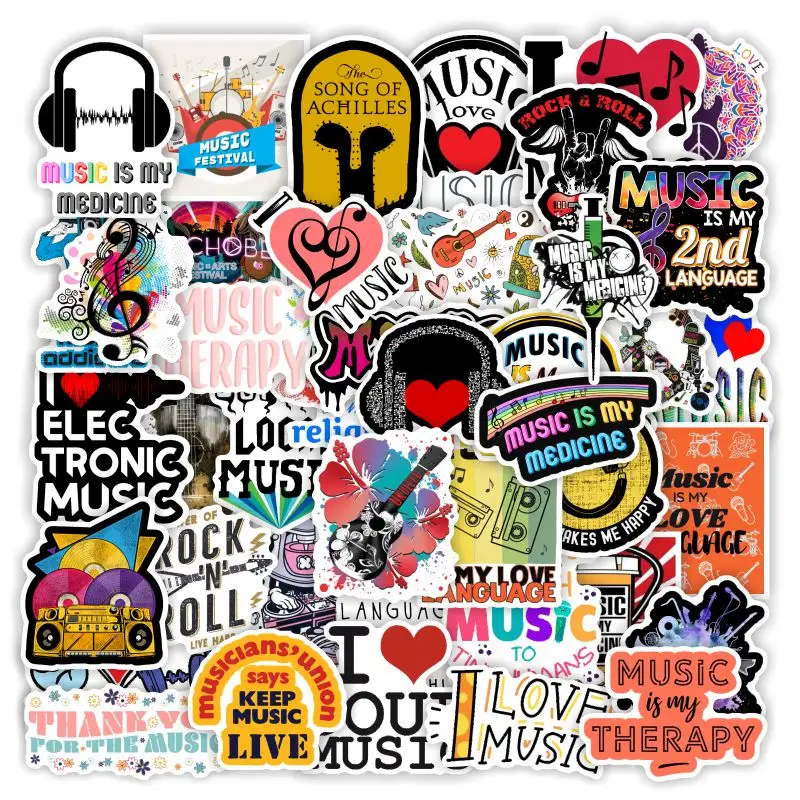 50 pcs Cartoon love music rock band Decorative Stickers for laptop gifts