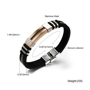 Conception personnalisée silicone noir bijoux 316L en caoutchouc en acier inoxydable <span class=keywords><strong>bracelets</strong></span> en argent - Product Image 5