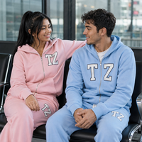Survêtements d'hiver unisexes et respirants pour hommes 3D Puff Print Graphic Men Sweatpants Set Baggy Cotton Sport Zip up Men Tracksuit Set