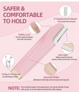 Nueva Afeitadora Dermaplaning Sónica para Mujer, Afeitadora Dermaplaning Recargable de Tres Velocidades con 6 Cuchillas de Repuesto - Product Image 3