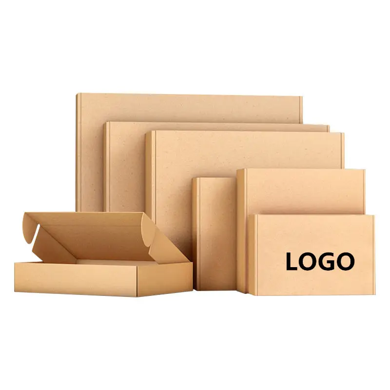 Low Moq Custom Logo Mailer Paper Packing Boxes Wholesale Kraft 3 Layers Corrugated Clothing Shoes Collapsible Shipping Box