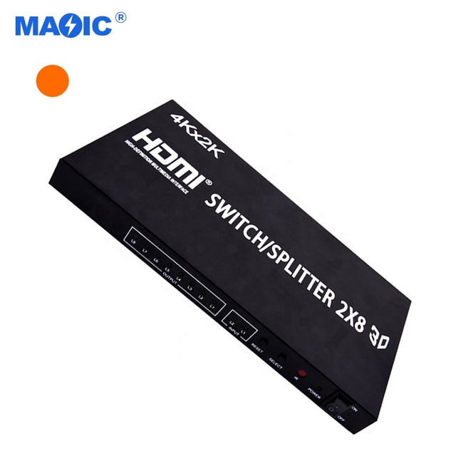 High Quality OEM HD 4K HDMI Matrix 2X8 Switch/Splitter Support 3D Display Divider with Remote Controller