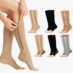 Wholesale Compression <b>Socks</b> <b>Men</b> Women Support <b>Knee</b> Zipper Female Open Toe Thin Anti Fatigue Stretchy Sox <b>High</b> Unisex - Product Image 4