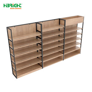 Étagères de supermarché Highbright à plusieurs niveaux avec finition imitation bois et armoire inférieure - Product Image 3