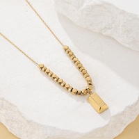 Yiwu Aceon Velle perle géométrique en acier inoxydable avec chaîne à maillons entretoises rondes épais bord biseauté solide brique Rectangle collier