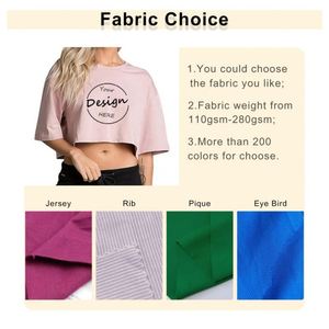 T-shirt court d'été en coton de haute qualité avec logo personnalisé OEM, brodé, coupe oversize, col rond, pour femmes, avec ourlet brut - Product Image 2