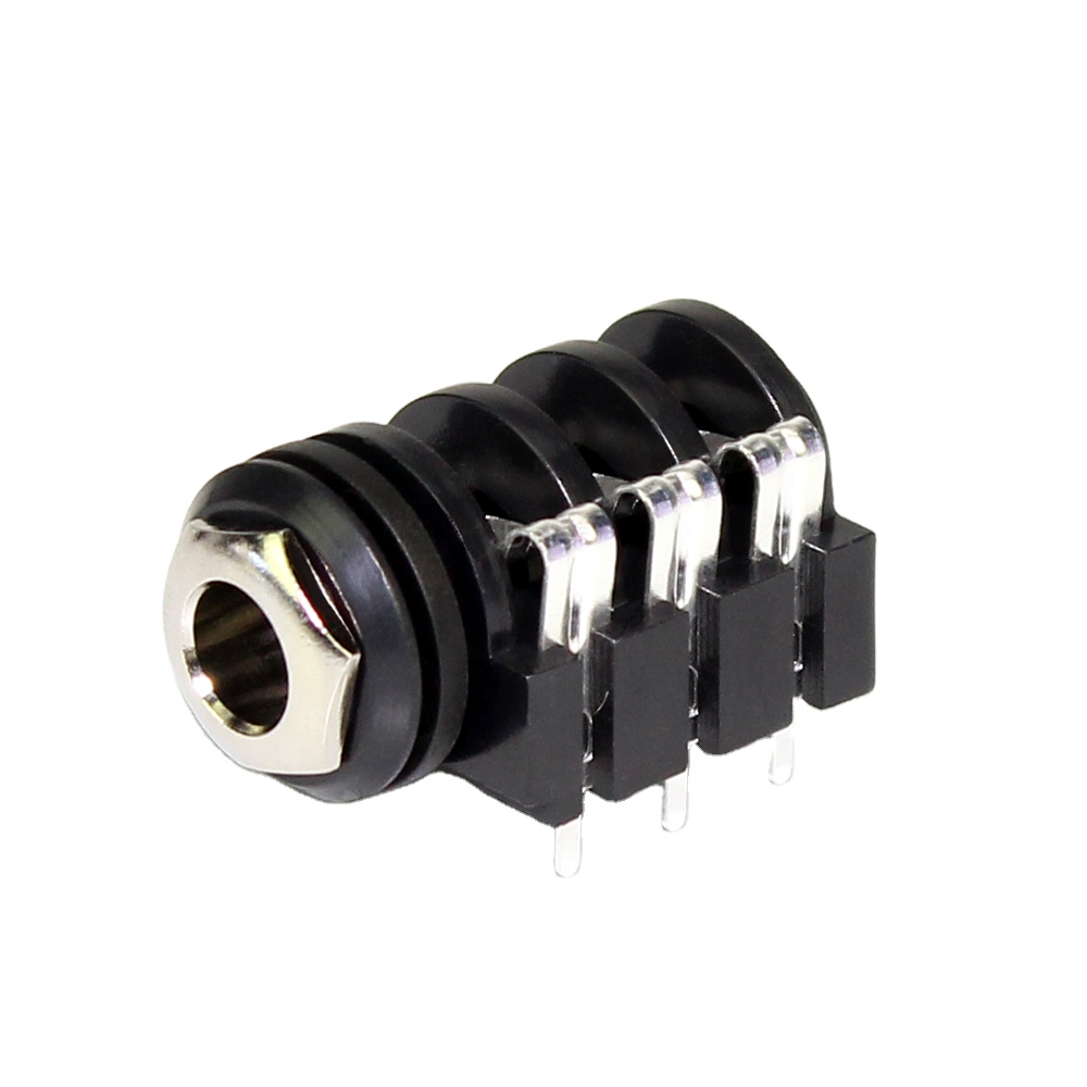 PCB Panel Mount 1/4" 6.35mm Female Stereo Jack Socket Audio Jack Connector 6 Pin DC Jack Plug for Guitar Effectors