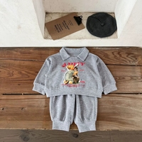Ensemble de 2 pièces en tricot pour enfants, pull à manches longues pour l'automne, col à volants pour filles, ensembles de tricot pour bébés