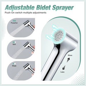 Juego de rociador de bidé de mano para inodoro, montado en la pared, de acero inoxidable 304, negro mate de lujo - Product Image 5