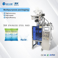 Machine d'emballage alimentaire VFFS automatique avancée à scellage arrière haute vitesse avec pompe à liquide, étiquetage et emballage