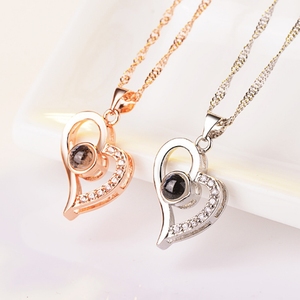 100 idioma <span class=keywords><strong>te</strong></span> amo COLLAR COLGANTE de corazón de plata esterlina collar de joyas - Product Image 4