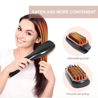 Mini peigne lissant, respectueux des cheveux, pour le lissage et la bouclure. Compatible avec les prises EU/US/UK