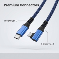 Câble USB-C Ultra 90° à design ergonomique, USB 3.1 Gen2, vitesse fulgurante 10 Gbit/s, charge rapide PD 100W 5A, blindage tressé en nylon