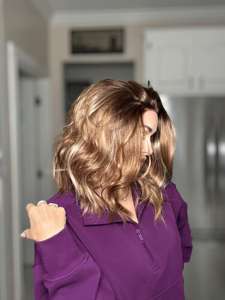 Wholesale Brown with Blonde Highlight Color Short Loose Curly Middle Part 13x4 Lace Front <b>Synthetic</b> <b>Wig</b> for Black Women - Product Image 2