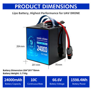 بطارية ليثيوم بوليمر 24000 مللي أمبير، بطاريات حالة صلبة 18s 24 أمبير ساعة، بطارية للطائرات بدون طيار الزراعية - Product Image 5
