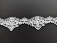 Dentelle Rétro Élégante Broderie Florale Vintage en Tissu, Bordure en Dentelle à Volants Triangulaires, Non Extensible, Dentelle Nette Étroite