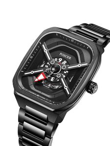 Men's Sapphire Glass Mechanical <strong>Black</strong> Samurai Skeleton Dial square Men <strong>Watch</strong> - Product Image 6