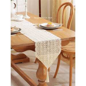 YL G.X. Camino de Mesa Bordado con Encaje de Algodón, Decoración para el Hogar, Lavable, 120x30cm, Estilo Moderno - Product Image 1