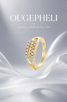 OUGEPHELI Bague en Argent Sterling 925 Plaqué Or/Argent avec Moissanite en Grappe et Sertissage Pavé, Bande Ouverte, Bijou Tendance pour Femme