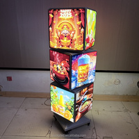 Impression personnalisée de boîtes de lampe lumineuse LED publicitaires rotatives en acrylique Enseigne de boîte à lumière