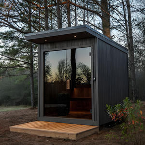 <span class=keywords><strong>Sauna</strong></span> Geométrica de Cedro Rojo con Techo Inclinado y Estufa de Leña para 8 Personas, Crea un Refugio Moderno en tu Propiedad de Montaña - Product Image 5