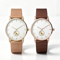 Montre-bracelet pour homme avec logo client, mouvement japonais, étanche, à quartz, avec bracelet en cuir véritable