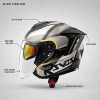 Casque Cruiser Unisexe pour Trajets Quotidiens RO-5 Tailles S à 4XL, Casque Trois Quarts pour Conduite Urbaine Quatre Saisons