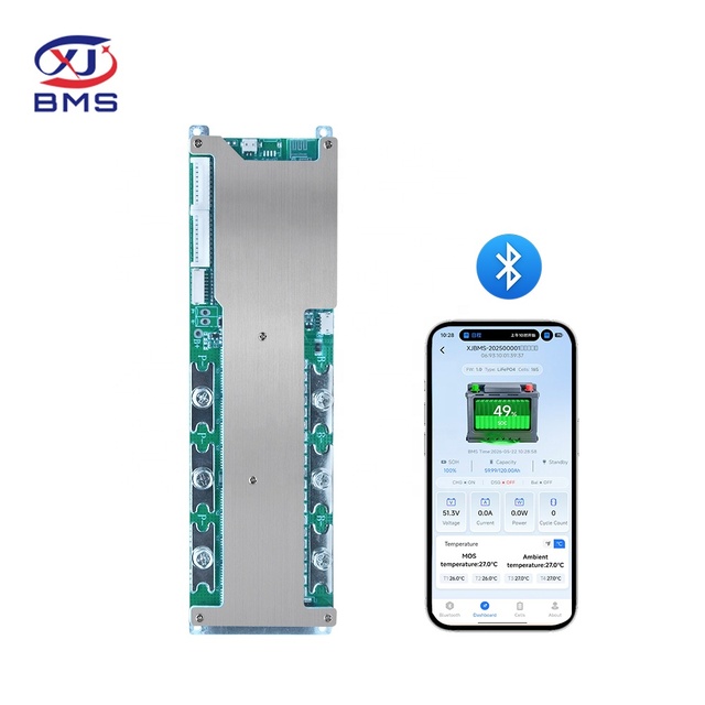 XJ Smart BT BMS 4S-20S 12.8V-77.7V LiFePO4/NMC/Sodium-Ion Battery Management System with 150A-250A Current for Electric Vehicles