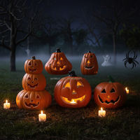 Lumière LED Tête de Citrouille d'Halloween Effrayante, Décoration Lumineuse en Plastique Marque JM pour Maison, Fête, Jardin, Extérieur, Décoration Horripilante