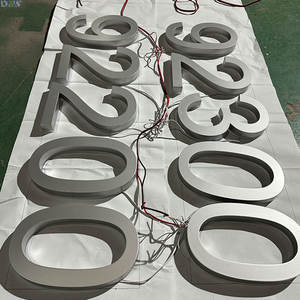 Letrero de metal cortado con láser de alta calidad, letras de negocios, número de casa retroiluminado con pintura plateada mate para uso de la empresa - Product Image 1
