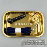 Kit d'accessoires pour fumeurs tout-en-un en gros avec logo personnalisé, plateau à rouler en métal, nettoyeurs de pipe, broyeur, kit d'outils 3-en-1 pour pipe