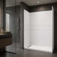 Panneau mural de douche SMC à installation rapide, kit de receveur de douche étanche, panneaux de revêtement de douche pour salle de bain, gain de temps pour projets hôteliers