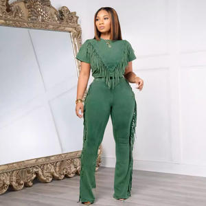 Set Casual in due pezzi con nappine elasticizzate per maglietta invernale da ragazza e <span class=keywords><strong>pantaloni</strong></span> a gamba dritta con tecnica ricamata - Product Image 4