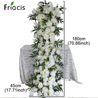 Bande de fleurs artificielles en soie 2m blanches 1m rouges pour arche de mariage, chemin de table, toile de fond de fête, scène de cérémonie, décoration de Thanksgiving