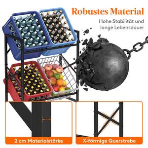 <strong>Drinks</strong> <strong>Crate</strong> Rack with Wheels for 4 <strong>Crates</strong>, Metal <strong>Drinks</strong> Shelf, Load Capacity 150 Kg/Layer, - Product Image 3