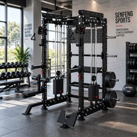 Rack de musculation multifonctionnel commercial avec système de poulies à double câble, équipement de musculation robuste pour salle de sport