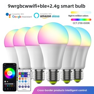 <span class=keywords><strong>Ampoule</strong></span> LED intelligente WiFi RGBW à intensité variable et changement de couleur, culot E27 en aluminium, contrôle vocal Alexa, 800lm CRI 80-90 - Product Image 5