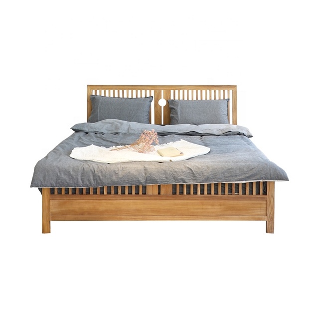 New Chinese Style High-quality Solid Wood Platform Bed Frame 70 Inch Double Bed Queen Size Bedroom Furniture
