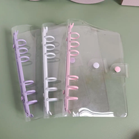 Protège-classeur A6/A5 en PVC souple transparent à 6 anneaux, rechargeable, avec couverture en cuir PP pour l'école, les réunions et le bureau
