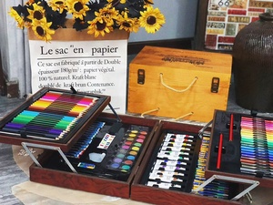 Megasus — boîte en bois, fournitures artistiques de luxe, ensemble pour peinture et dessins, contient toutes les fournitures supplémentaires, vous besoin de g, 145 pièces - Product Image 2