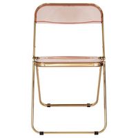 Chaise de salle à manger pliable moderne en acrylique blanc avec cadre doré – Portable pour la maison, le bureau, l'atelier, la cave à vin et l'utilisation en extérieur