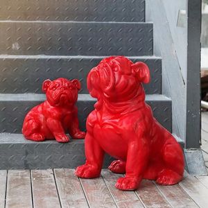 Esculturas de <span class=keywords><strong>Bulldog</strong></span> Inglés, estatua de resina roja y negra barata, venta al por mayor de fábrica - Product Image 5