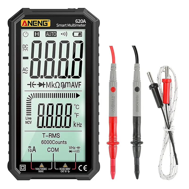 ANENG 620A 스마트 멀티미터 Aneng LCD 디지털 6000 TRMS 전압계 (비접촉 NCV 테스트 포함)