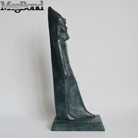 Statue égyptienne antique artisanale en fonte, petite taille, avec motif nature morte, pour décoration de table, maison ou bureau