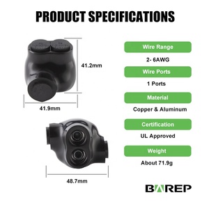 Connecteurs de câbles électriques à faible tension, à connexion rapide, à 3 cœurs, 2-6 AWG, isolés en PVC, noirs, faciles à utiliser, blocs de bornes - Product Image 2