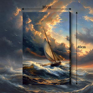 Stampa <span class=keywords><strong>su</strong></span> <span class=keywords><strong>Tela</strong></span> in Poliestere 30x40cm, Barca a Vela in <span class=keywords><strong>Mare</strong></span> Tempestoso, Stampa Digitale HD <span class=keywords><strong>su</strong></span> <span class=keywords><strong>Tela</strong></span> Non Tesa, Arte Murale per Arredamento Alberghiero - Product Image 2