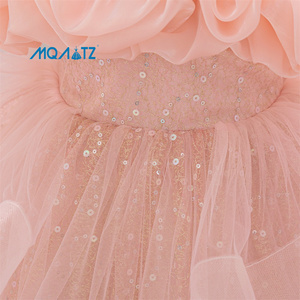 MQATZ Abito Vintage per <span class=keywords><strong>Cerimonia</strong></span> di Dedicazione del Bambino, Vestito Bordeaux con Volant, Elegante Abito Senza Maniche per Cerimonie Speciali AL190XZ - Product Image 5