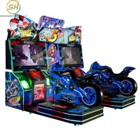 Machine de jeu de course de motos dynamique à grande échelle, équipement de course de luxe pour arcade, jeu d'arcade compétitif à monnayeur