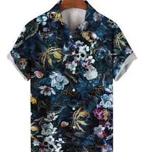 2025 Новая мужская Ретро рубашка с 3D цифровым принтом с коротким рукавом, однобортная Европейская рубашка в стиле ретро, США - Product Image 2