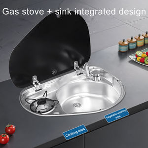 Cuisinière à <span class=keywords><strong>gaz</strong></span> GPL portable en acier inoxydable 304 au design moderne avec évier intégré <span class=keywords><strong>et</strong></span> couvercle en verre trempé <span class=keywords><strong>pour</strong></span> <span class=keywords><strong>camping</strong></span>-cars, caravanes <span class=keywords><strong>et</strong></span> cuisines de véhicules de loisirs - Product Image 3